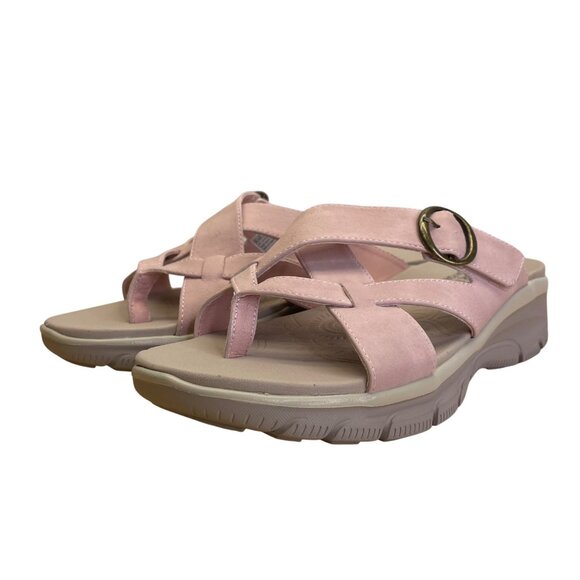 Skechers Women’s Blush Pink Buckle Strap Relaxed Fit Yoga Foam Sandals Sz US 8.5 - Picture 3 of 7